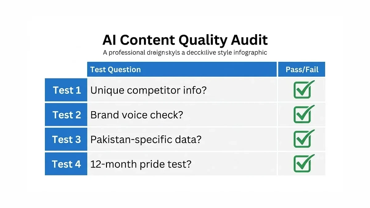 Infographic: AI Content Quality Audit Checklist for Pakistani Businesses