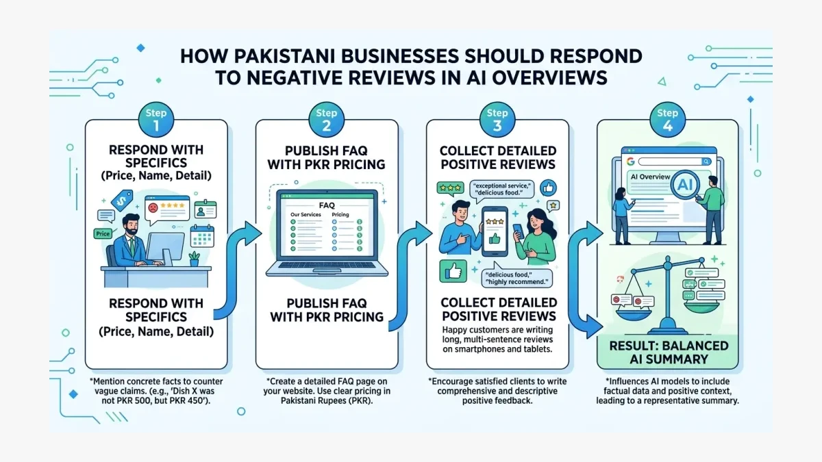 Infographic: Review response framework for Pakistani businesses facing AI extraction
