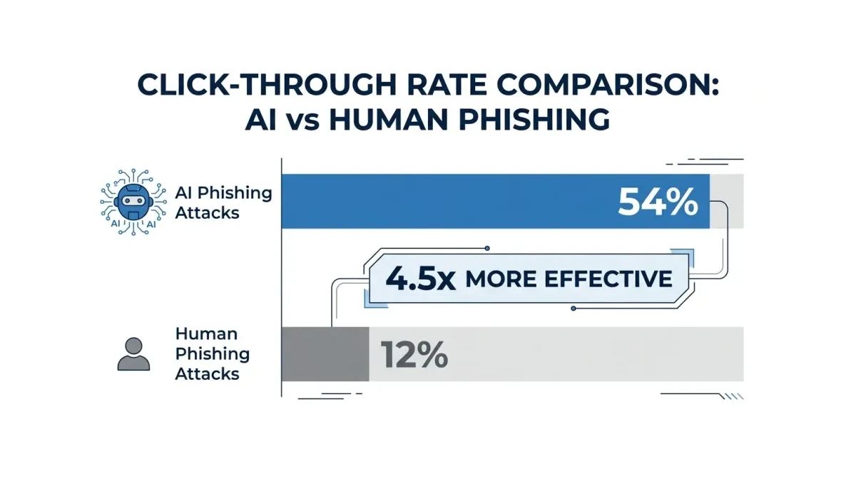 Infographic: AI phishing vs human phishing click rates