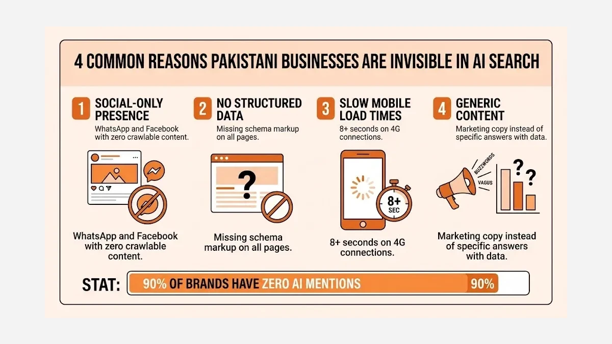Infographic: Common reasons Pakistani businesses are invisible in AI search