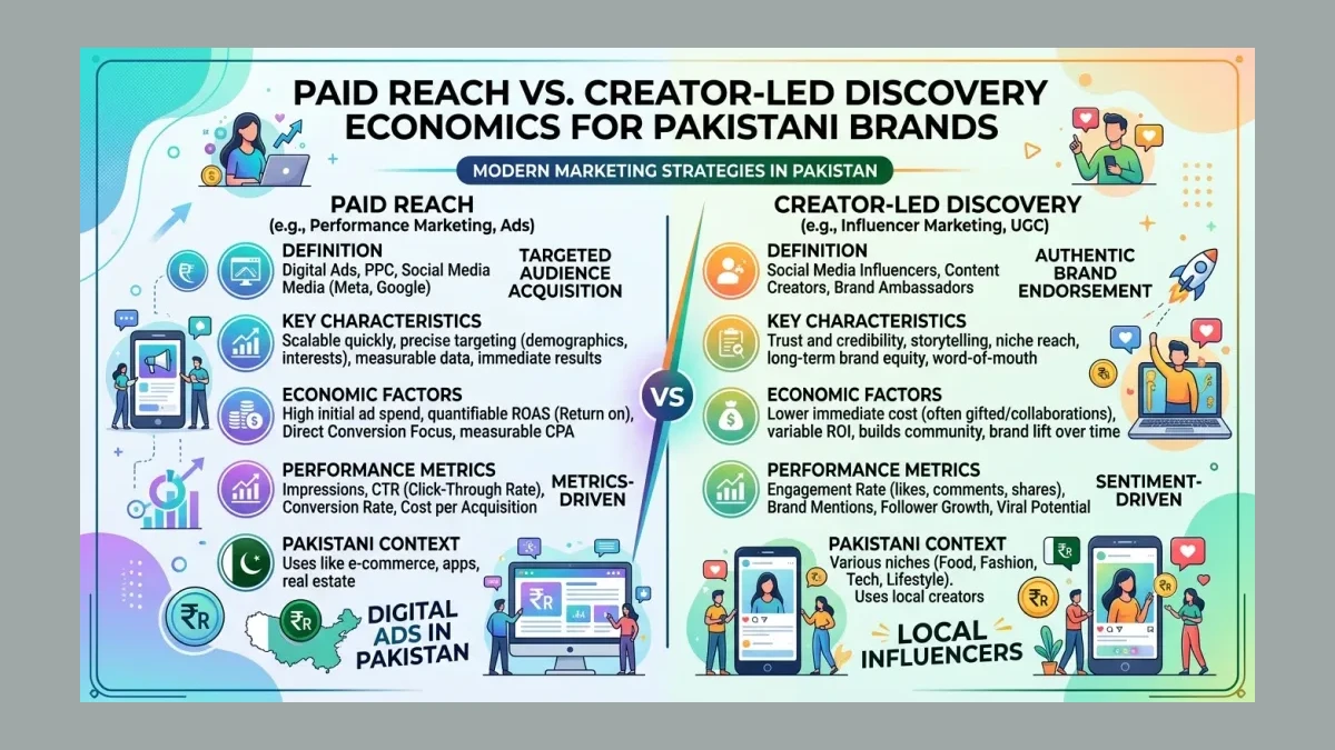 Infographic: Paid reach versus creator-led discovery economics for Pakistani brands