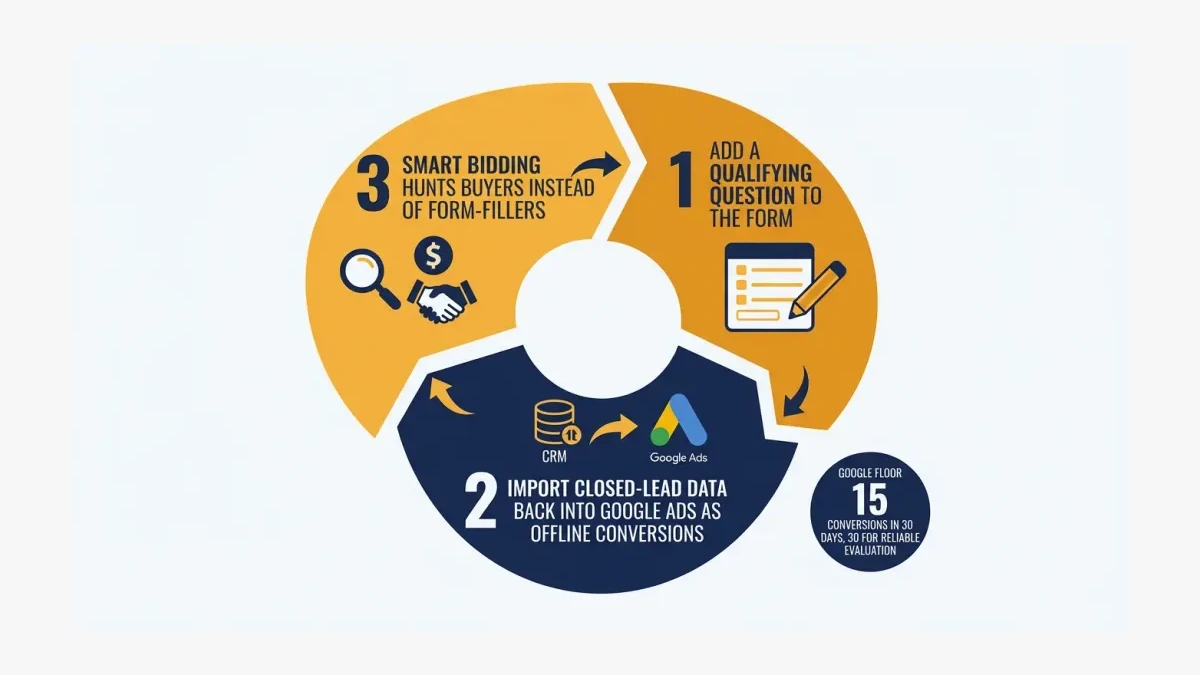 Infographic: the lead quality feedback loop as a three-step cycle diagram