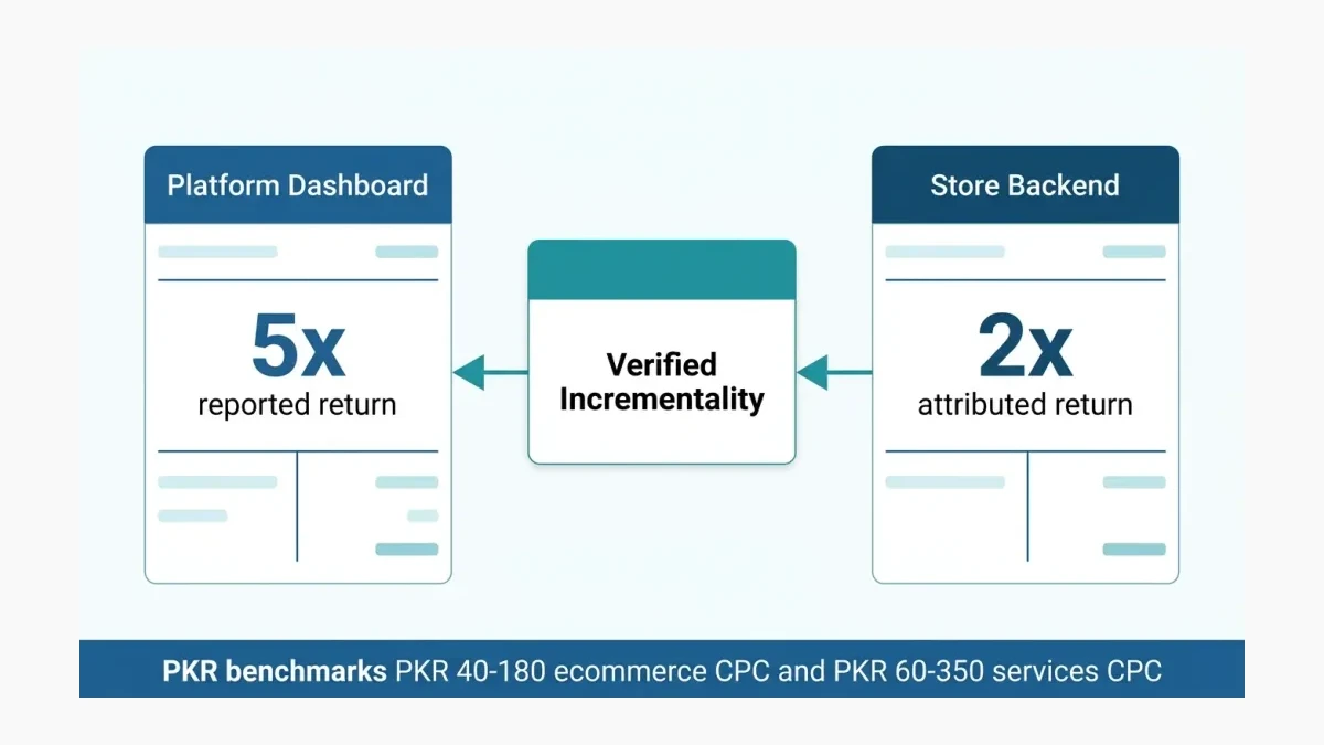 Infographic: Infographic of two side-by-side ledger cards labeled Platform Dashboard showing 5x reported return and Store Backend sho
