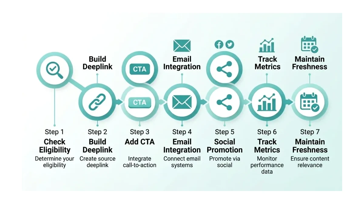 Infographic: Google Preferred Sources setup timeline showing 7 steps from eligibility check to audience growth