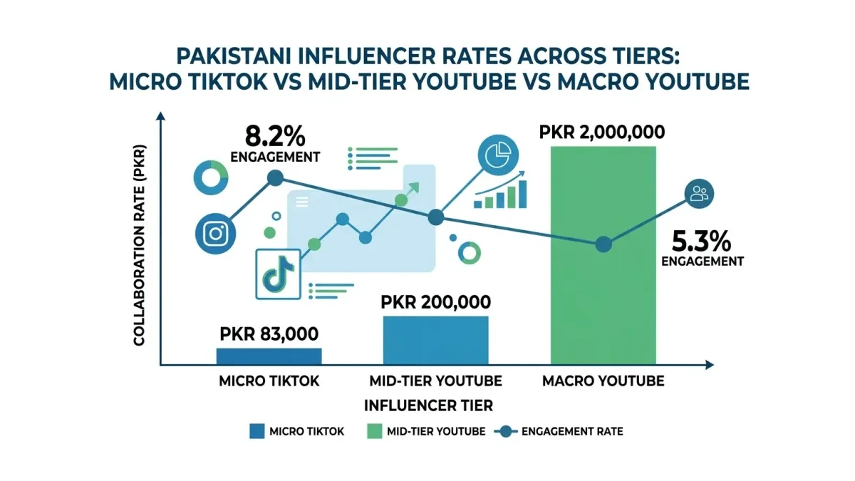 Infographic: Influencer rate comparison by tier and platform in Pakistan