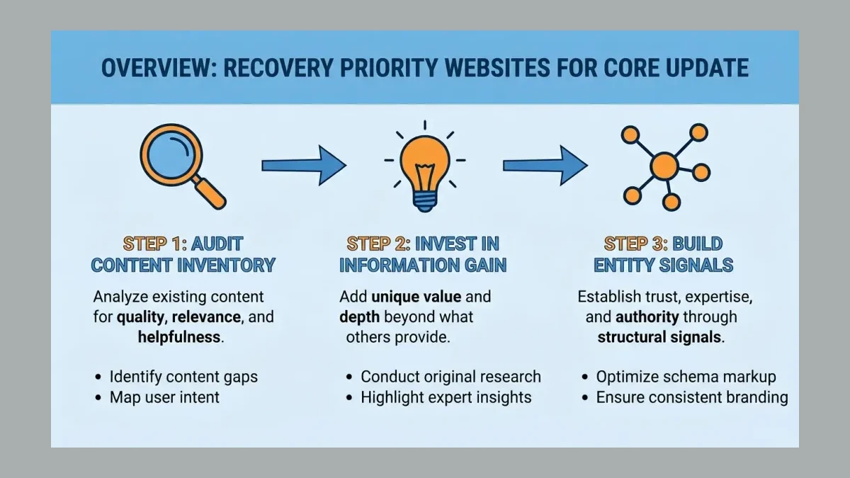 Infographic: Recovery priority actions for Pakistani websites after the May 2026 Core Update