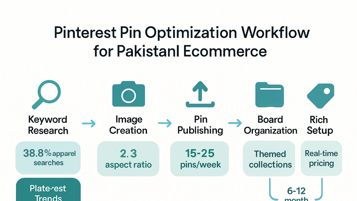 Infographic: Pinterest Pin Optimization Workflow for Pakistani Ecommerce