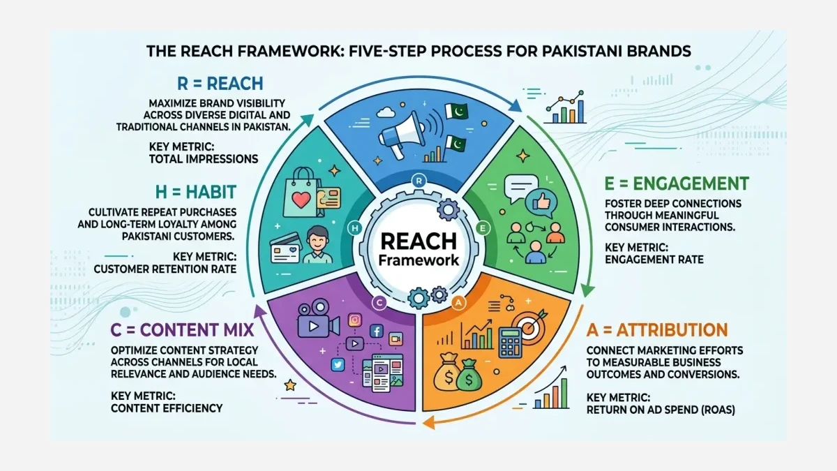 Infographic: REACH framework five-step social media audit process