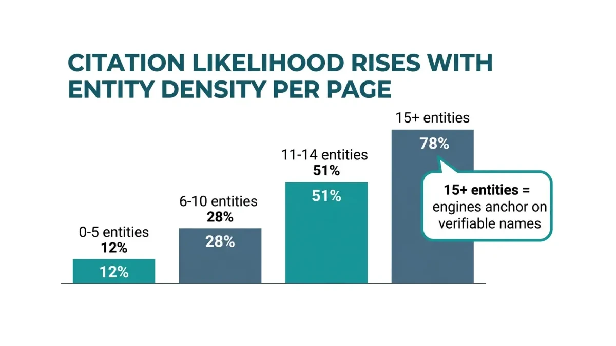 Infographic: Entity density per page versus likelihood of AI citation
