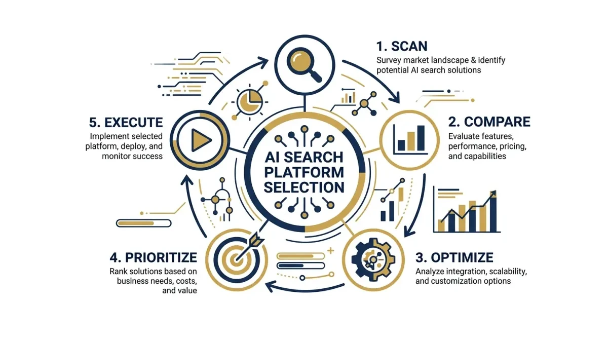 Infographic: Infographic showing the SCOPE framework as a circular flow diagram with five steps: Scan (magnifying glass icon), Compar