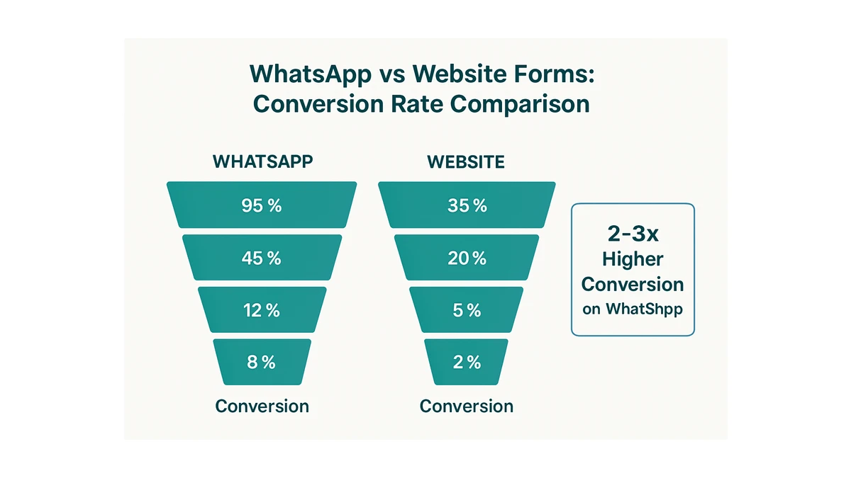 Infographic: WhatsApp conversion funnel compared to website forms for Pakistani ecommerce